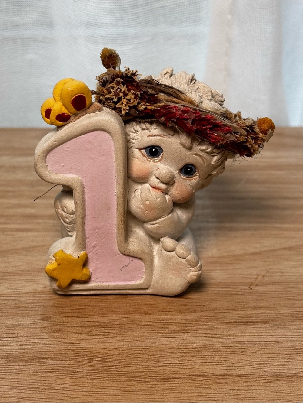 Vintage Dreamsicles DC061 1st Birthday Cherub Figurine Pink No. One Kristin 1994